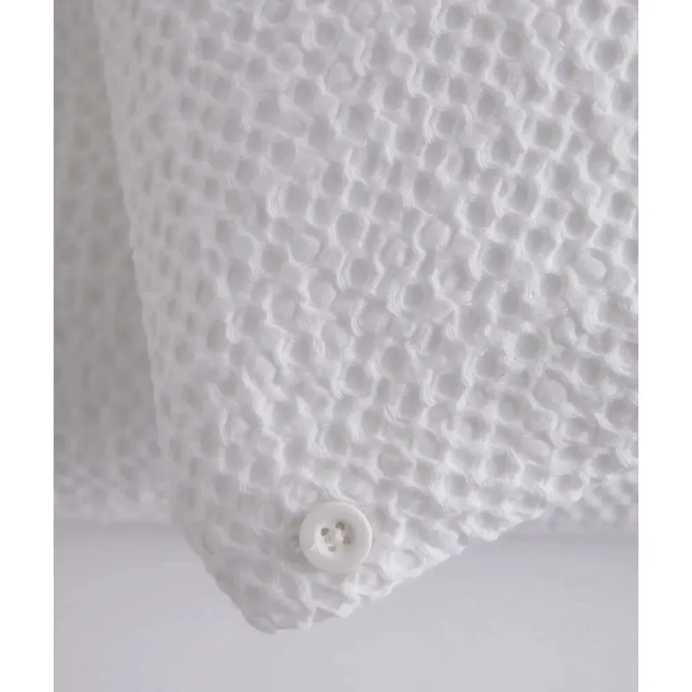 Quince Organic Luxe Honeycomb Full/Queen Duvet Cover White Button Closure NWOT